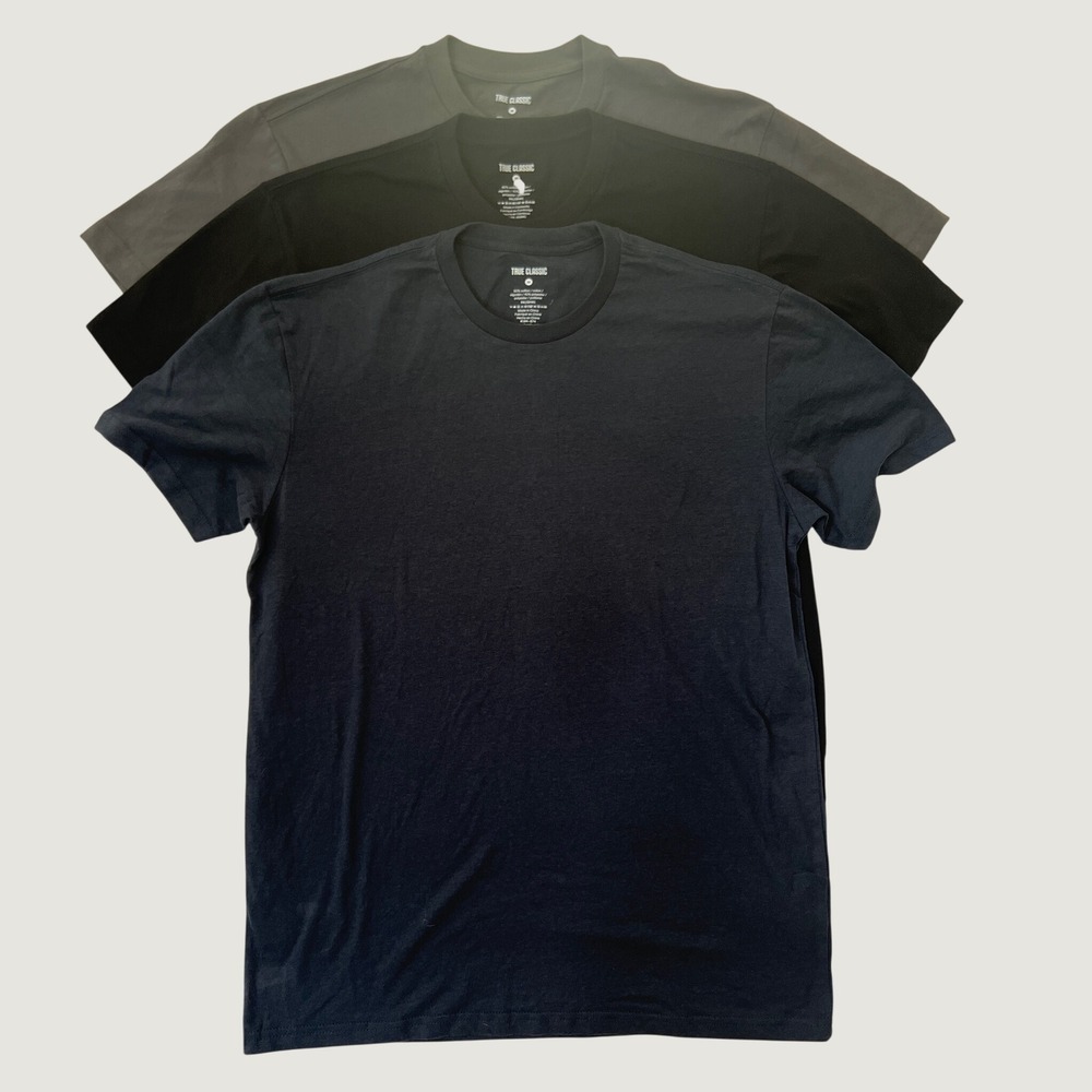 True Classic NWOT T-Shirt Navy Gray Black Set of 3 Crew Neck Short Sleeve Medium